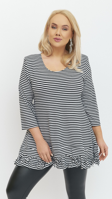 Damen-Tunika, lockere, elegante, gestreifte Bluse