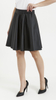 Women's black leather flared mini skirt