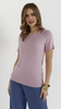 Pudrowy T-shirt damski koszulka damska krótki rękaw