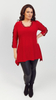Red decorated tunic women's loose blouse