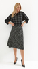 Gray and black women's long skirt with checkered pattern mix