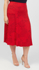 Long women's red skirt with black dots