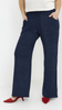 Navy blue women's wide, loose trousers with jeans-style pockets