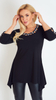 Women's black embellished tunic loose blouse