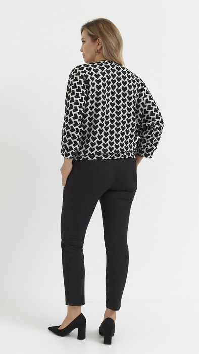 Schwarz-weiße Damenbluse, elegante Kimonobluse