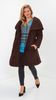 Brown warm elegant women's coat with hood Bouclé