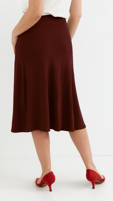 Women's brown flared midi skirt