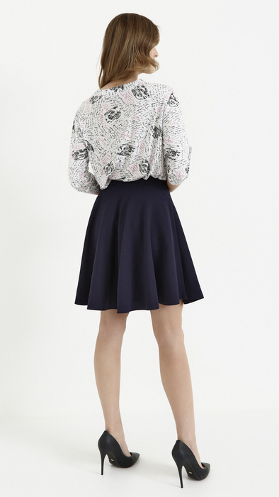 Women's navy blue flared mini skirt