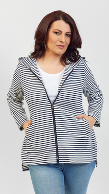 Bluza damska rozpinana  w paseczki z kapturem