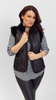 Black padded vest made of natural rabbit fur