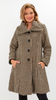 Beige and black women's elegant winter coat with a collar