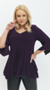 Violette Tunika für Damen, elegante Bluse mit Glockenärmeln