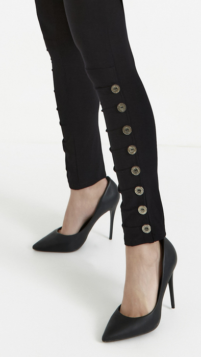 Schwarze klassische Leggings mit Falten