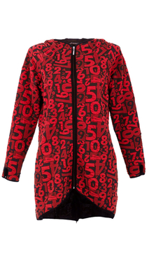 Czerwony płaszcz damski z kapturem wiosenny jesienny