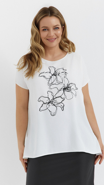 White women's tunic kimono women's blouse plant motif