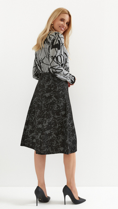 Black and gray women's long warm skirt with an elastic band