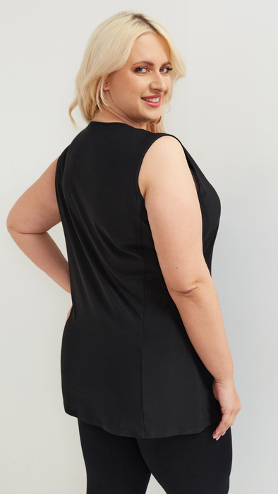 Elegante Damenbluse ohne Ärmel mit dekorativem Ausschnitt