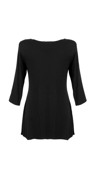 Black tunic adorned with an unique trimming plait