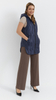 Navy blue women's quilted vest sleeveless with a neckline