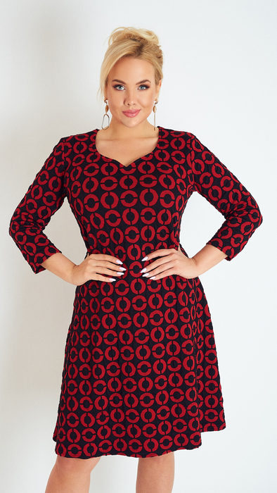 Red women's autumn warm thick dress