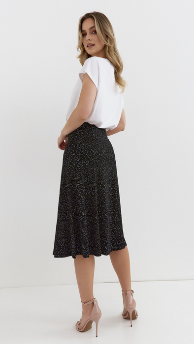 Long women's polka dot flared skirt