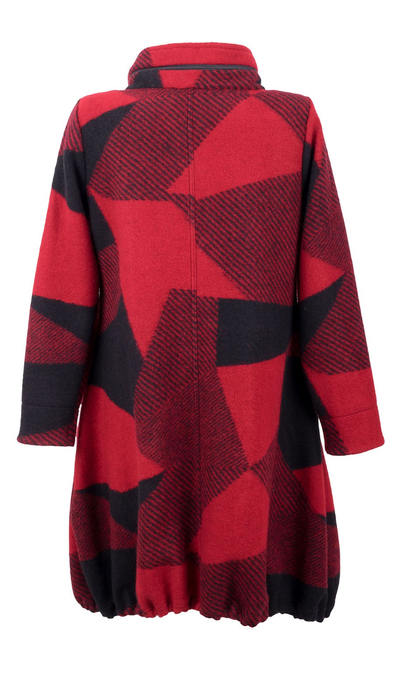 Płaszcz damski krótki czerwony wełniany jesienny zimowy ciepły