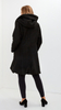 Black warm elegant women's coat with hood Bouclé