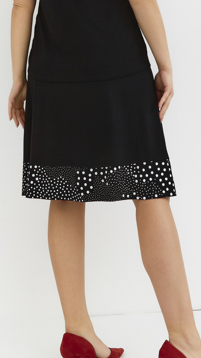 Women's black midi skirt with ruffles, mix