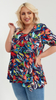 Women's tunic loose blouse elegant pattern flowers