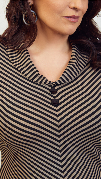 Elegante Tunika-Bluse für Damen mit schwarzen Streifen