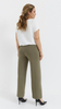 Olivgrüne Damenhose Weite Khaki Lockere Hose mit Taschen