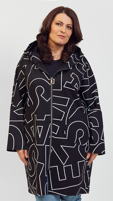 Black women's coat with a hood spring autumn short