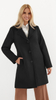Black women's winter wool coat with insulated lining