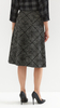 Gray and black women's long skirt with checkered pattern mix