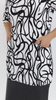 Women's tunic with pockets, white and black, 3/4 sleeve