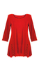 Red women's tunic decorated with a unique braid made of trimmings