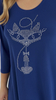 Cornflower women's tunic, loose, elegant blouse with an application cat