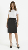 Women's black leather formal midi pencil skirt