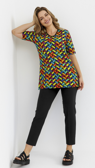 Women's tunic, loose blouse with a print