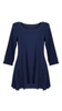 Women's navy blue tunic decorated with a unique braid made of trimmings