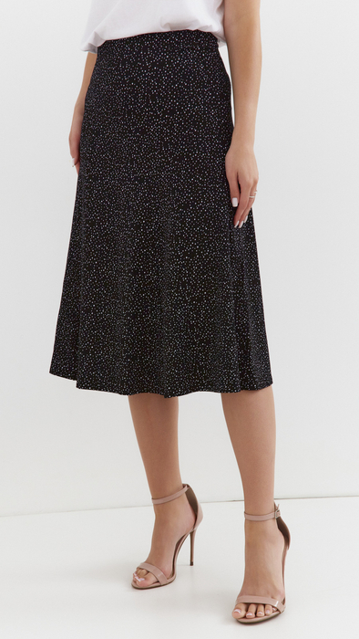 Long women's polka dot flared skirt
