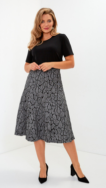 Women's long patterned skirt with grey bubbles