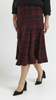 Bordowa spódnica damska długa ciepła w kratę 