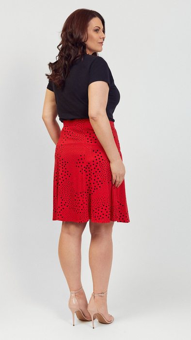 Women's red short skirt with black dots
