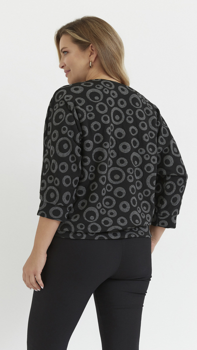 Schwarze Damenbluse, elegante Kimonobluse