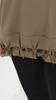 Khaki women's loose, elegant blouse with an application