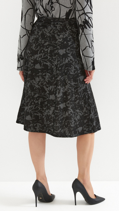 Black and gray women's long warm skirt with an elastic band