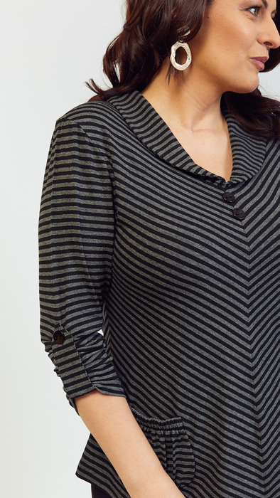 Elegante Tunika-Bluse für Damen mit schwarzen Streifen