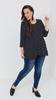 Women's black tunic loose blouse with white polka dots