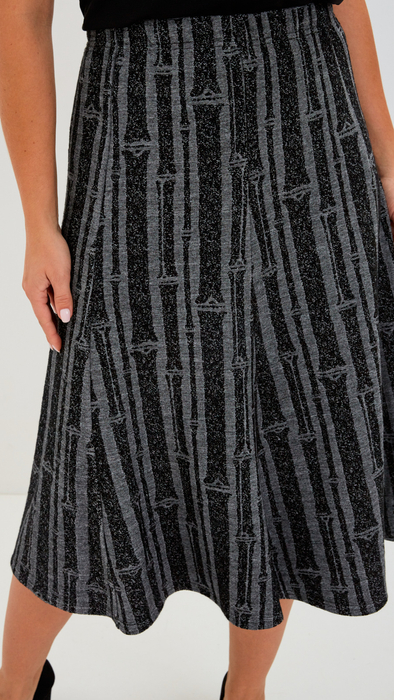 Women's grey - black long skirt with a pattern